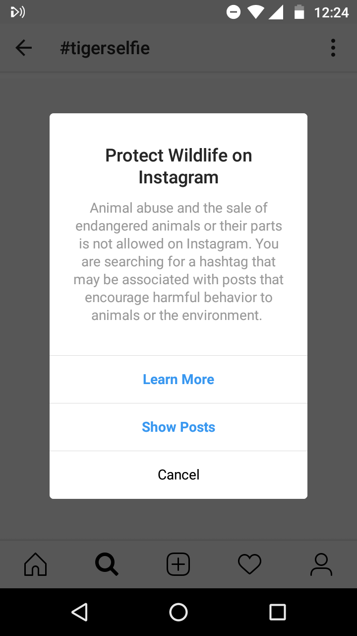 Instagram animal cruelty hashtag
