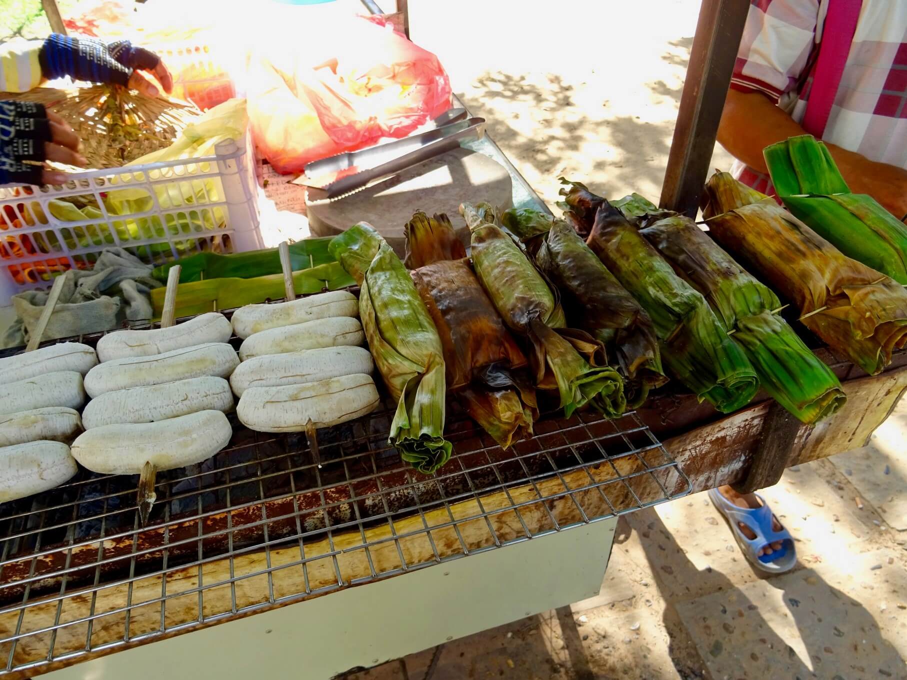 grilled bananas vegan street food in Siem reap